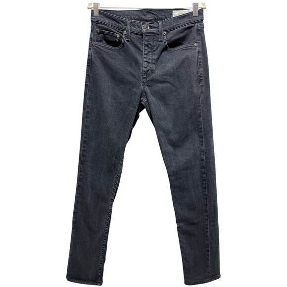 Rag & Bone Fit 2 Slim Jeans Men’s 30 Black Denim Button Fly Excellent Condition - Picture 2 of 10